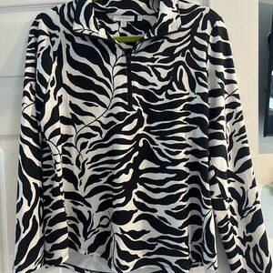 Chico's Black and White Relaxed Polo Hoodie
